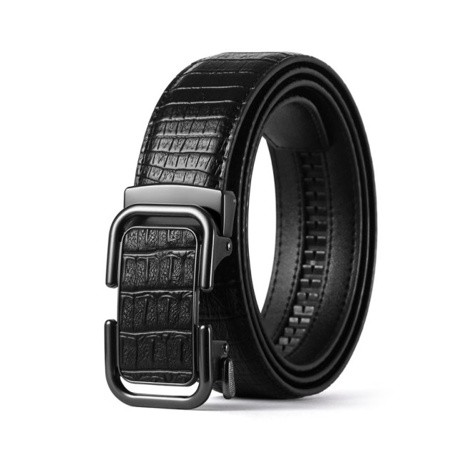 Cartelo Auto‑Lock Black Genuine Leather Belt  MPD10511